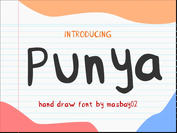 Punya Font preview in chunky black casual handwritten lettering with rounded playful strokes