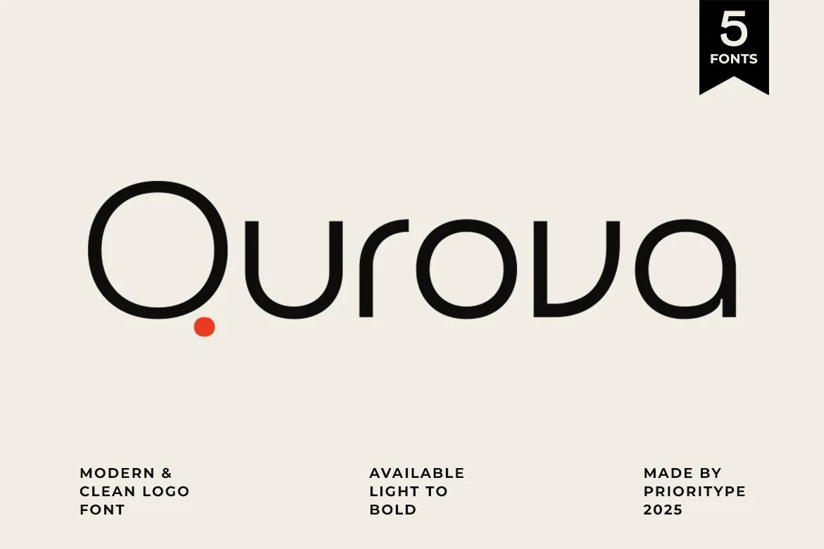 Qurova Font preview in clean geometric sans serif lettering with rounded curves