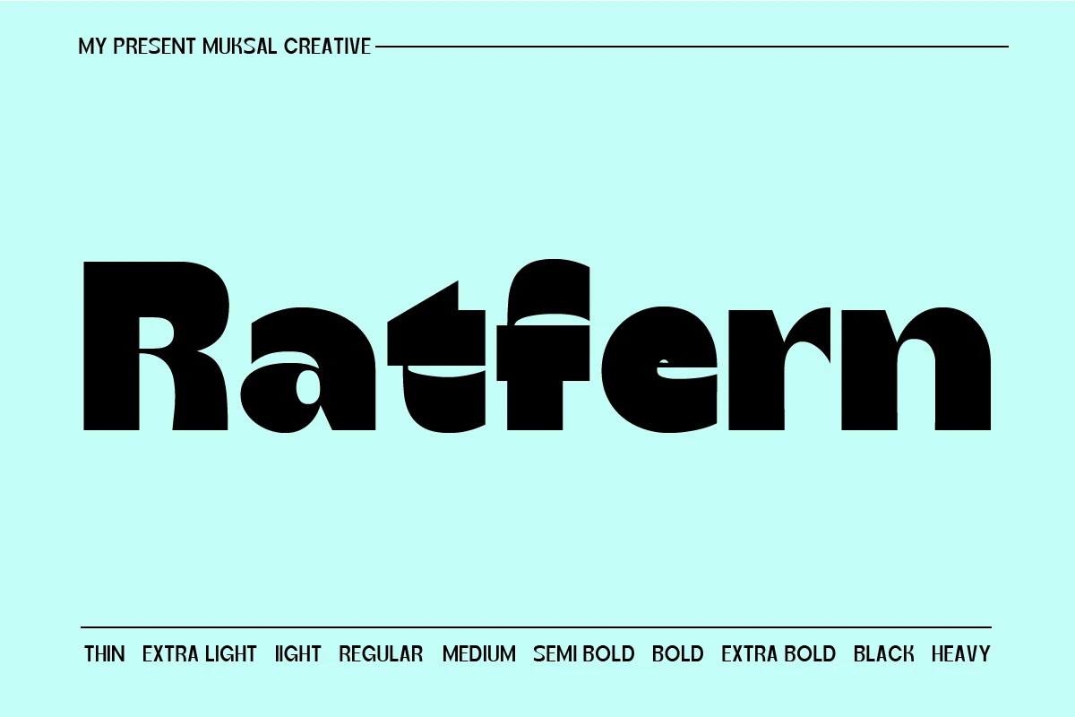 Raftern Font preview with heavy rounded sans serif letters and sliced counters