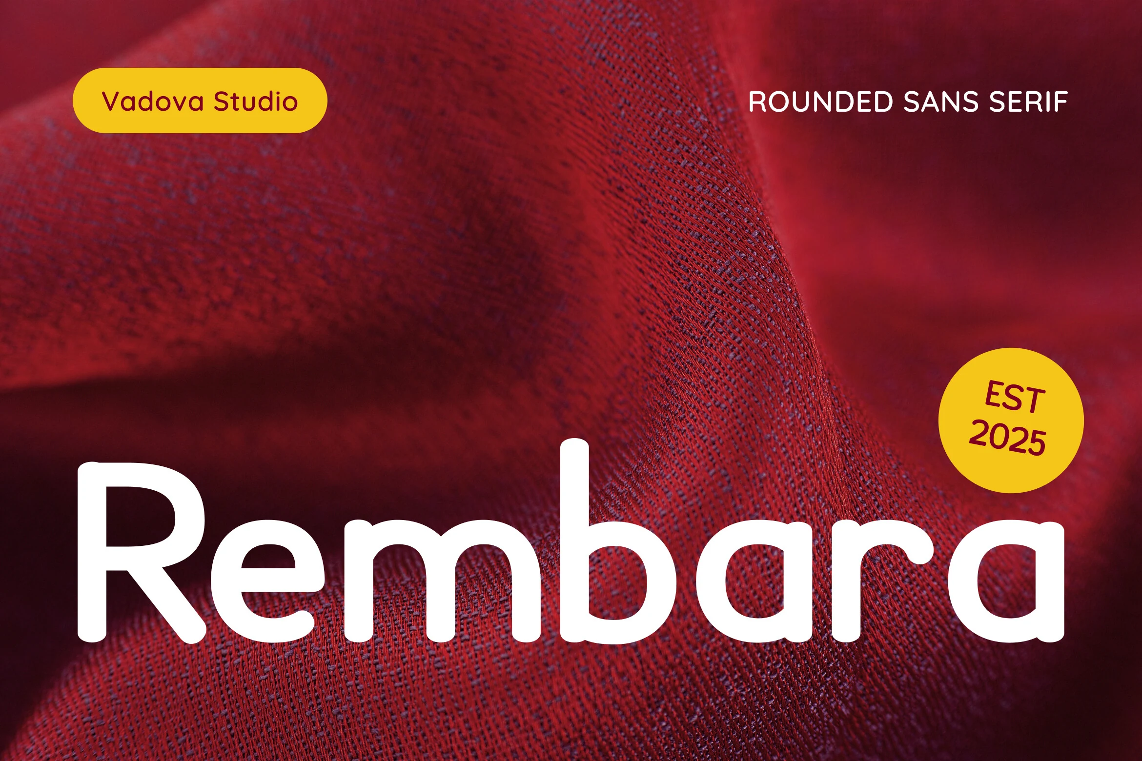 Rembara Font preview with bold rounded sans serif lettering and soft curved terminals