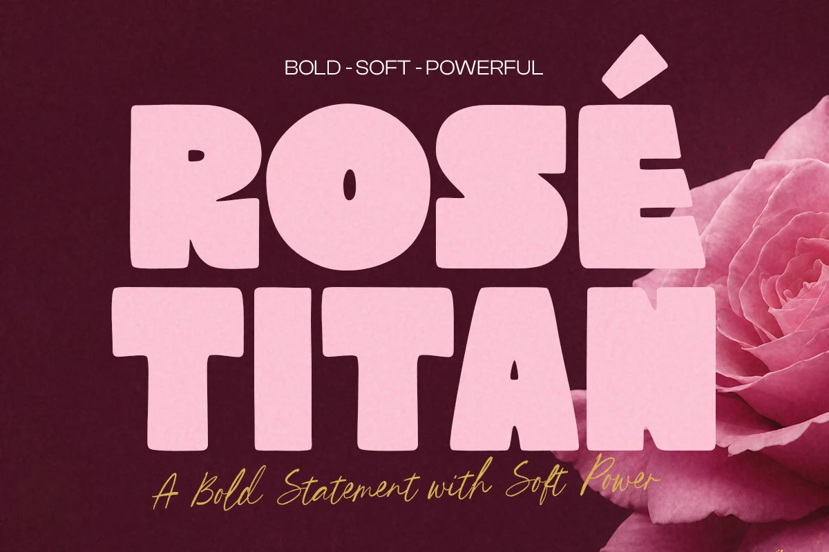 Rose Titan Font chunky pink rounded display lettering
