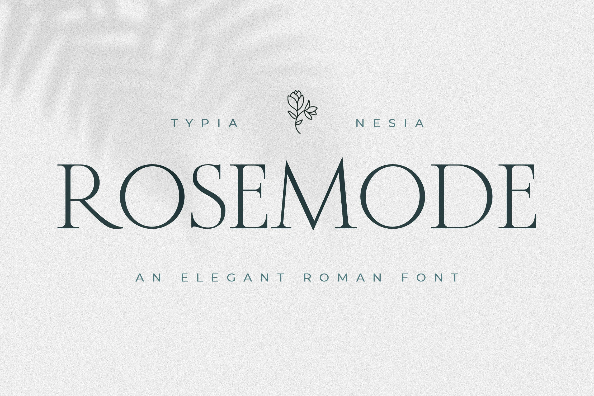 Rosemode Font preview with thin elegant serif lettering, refined Roman-style capitals, and wide spacing
