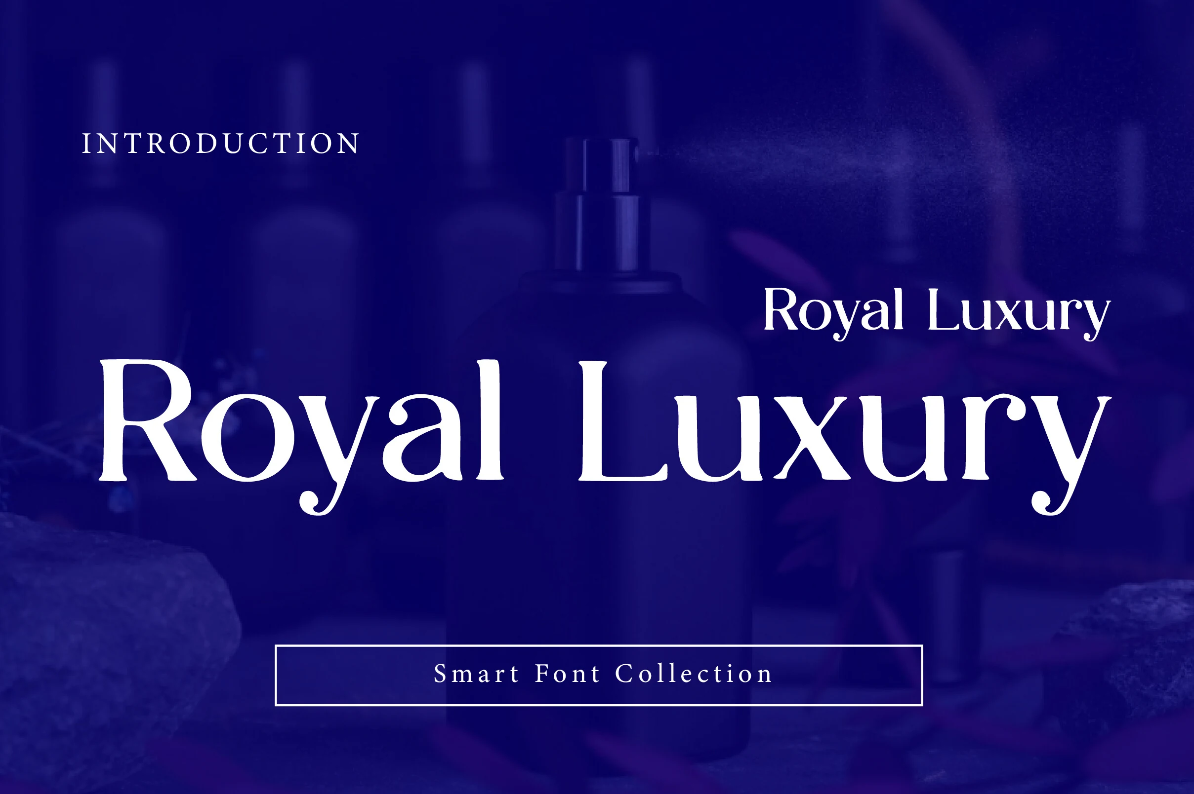 Royal Luxury Font preview with white elegant serif lettering and balanced contrast