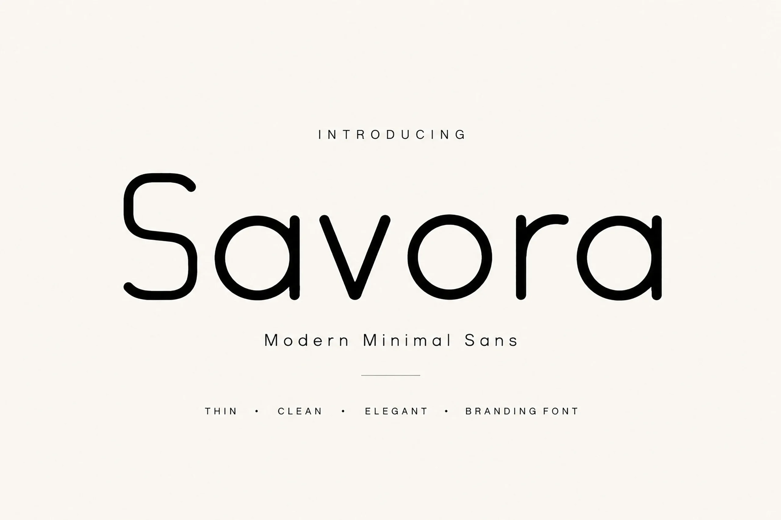 Savora Font preview with thin rounded minimalist sans serif lettering
