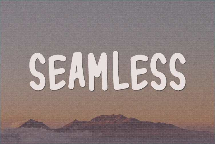 Seamless Font preview with rounded all-caps handwritten letters