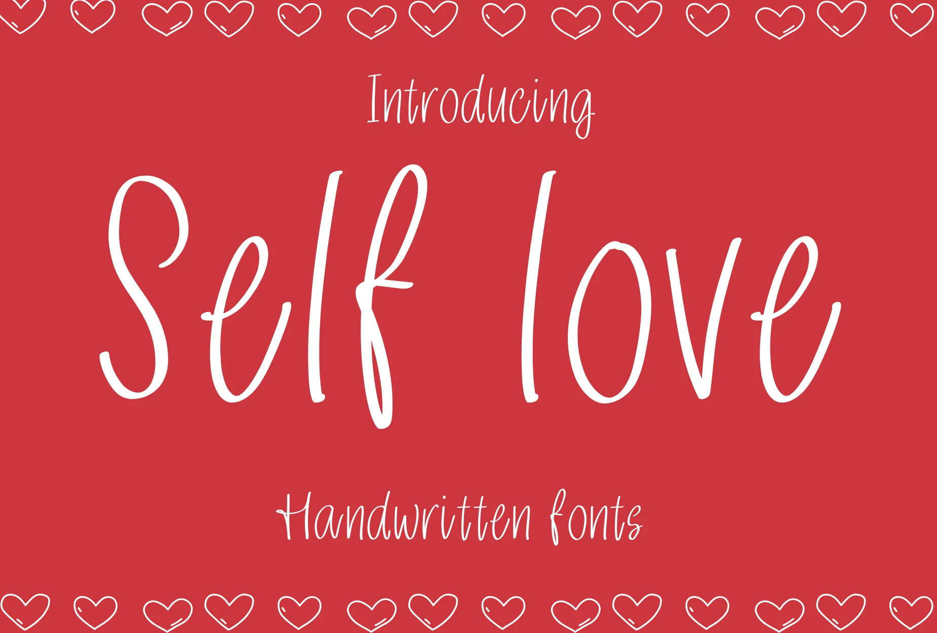 Self Love Font preview in tall thin white handwritten lettering