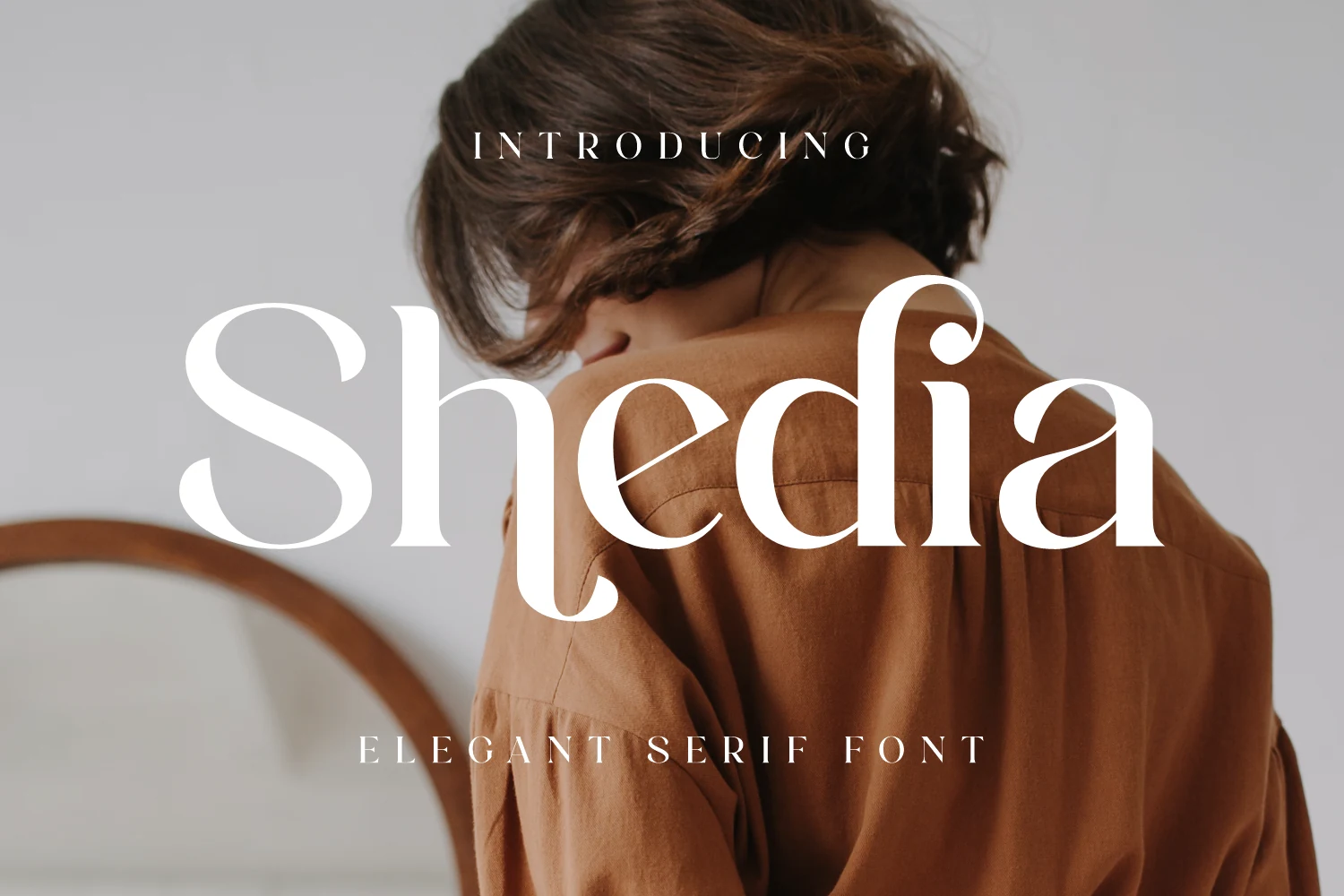 Shedia Font preview with elegant high-contrast serif letters and curled terminals