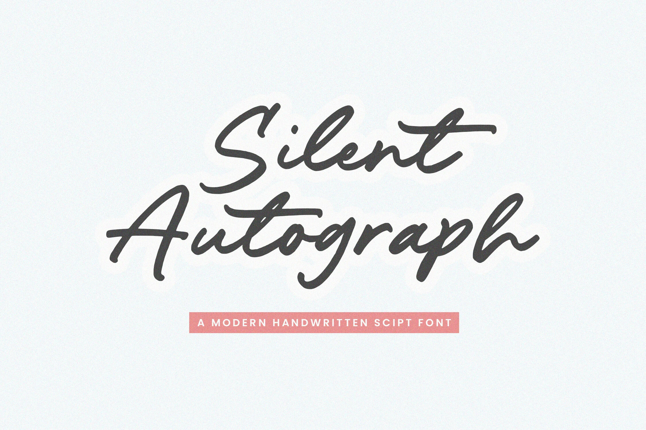 Silent Autograph Font preview with dark slanted handwritten script and signature-style strokes
