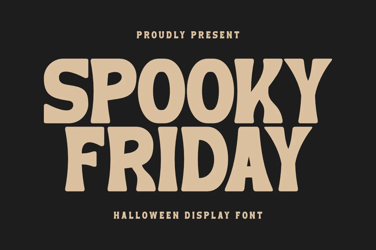 Spooky Friday Font preview with chunky rounded bold display lettering