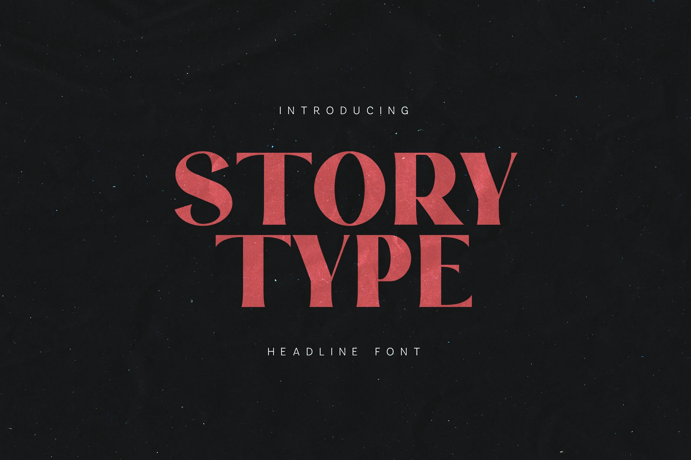 Story Type Font preview with bold red serif headline lettering and subtle textured finish