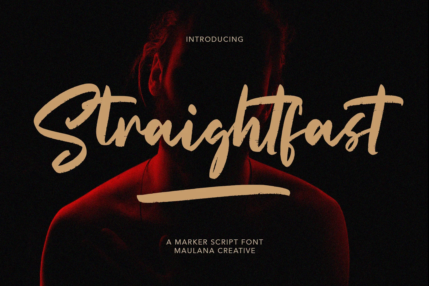 Straightfast Font preview with bold tan marker script and rough brush texture