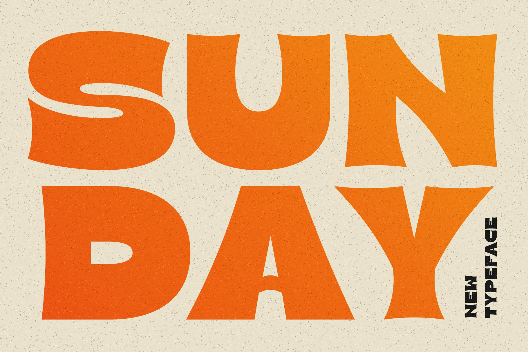Sunday Font preview with oversized orange retro bold display lettering
