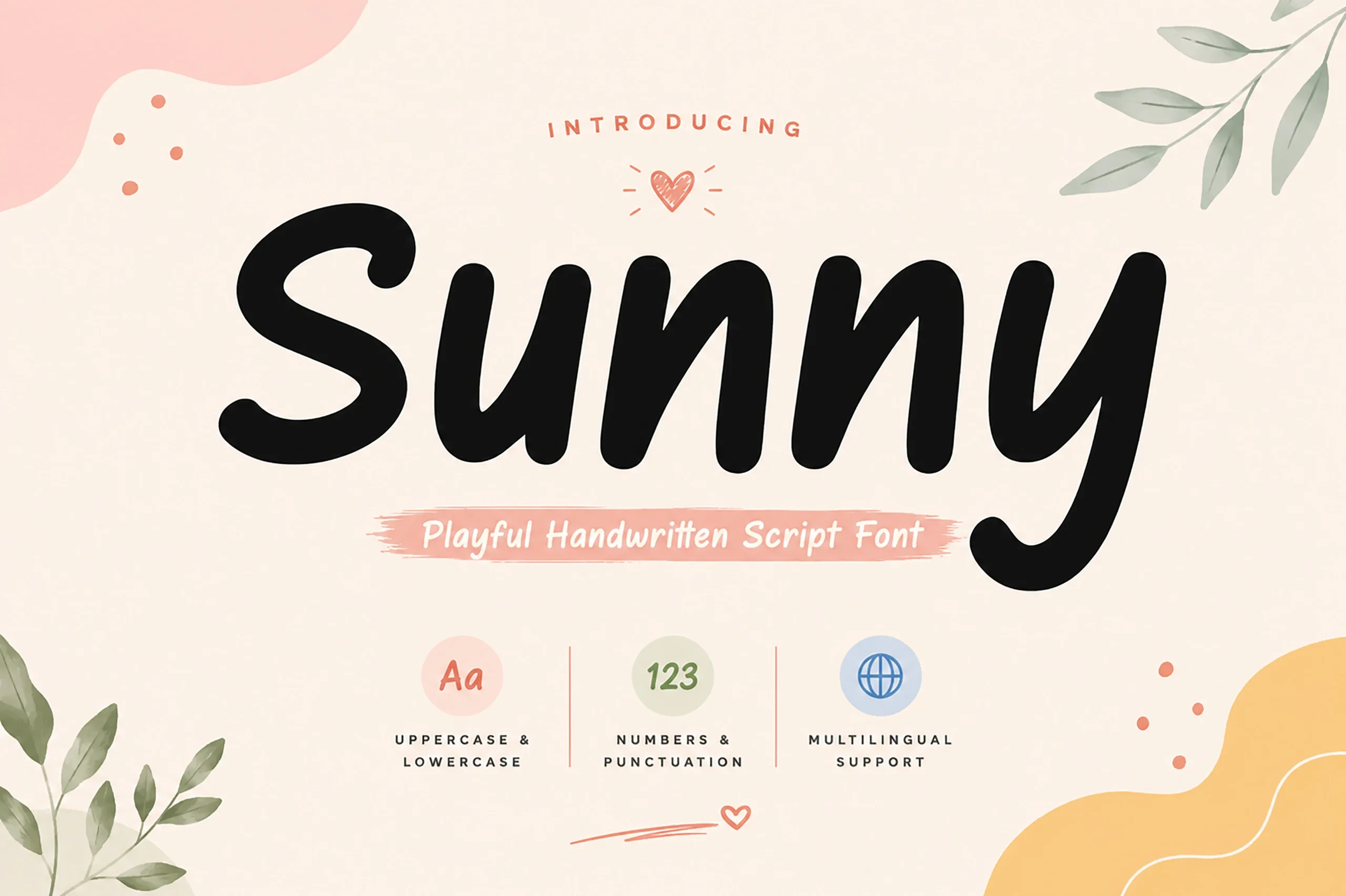 Sunny Font preview with bold rounded handwritten script lettering
