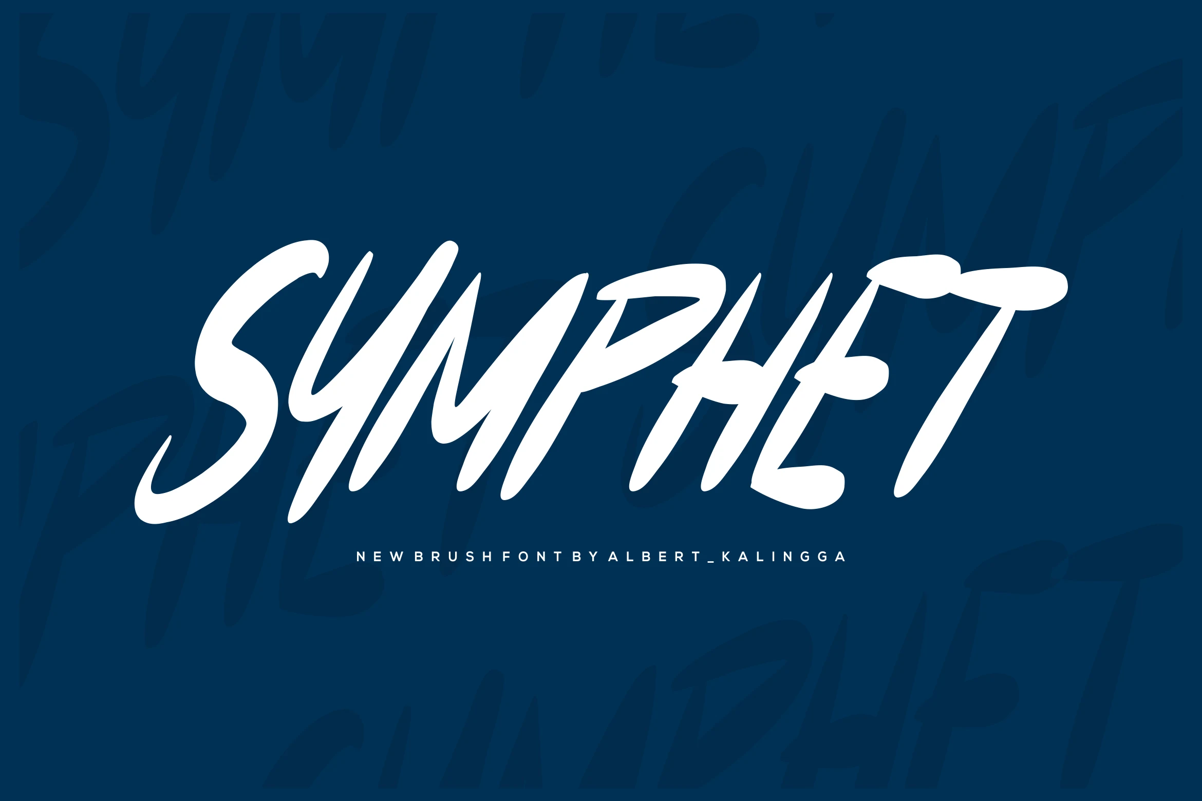 Symphet Font preview in bold white slanted brush lettering