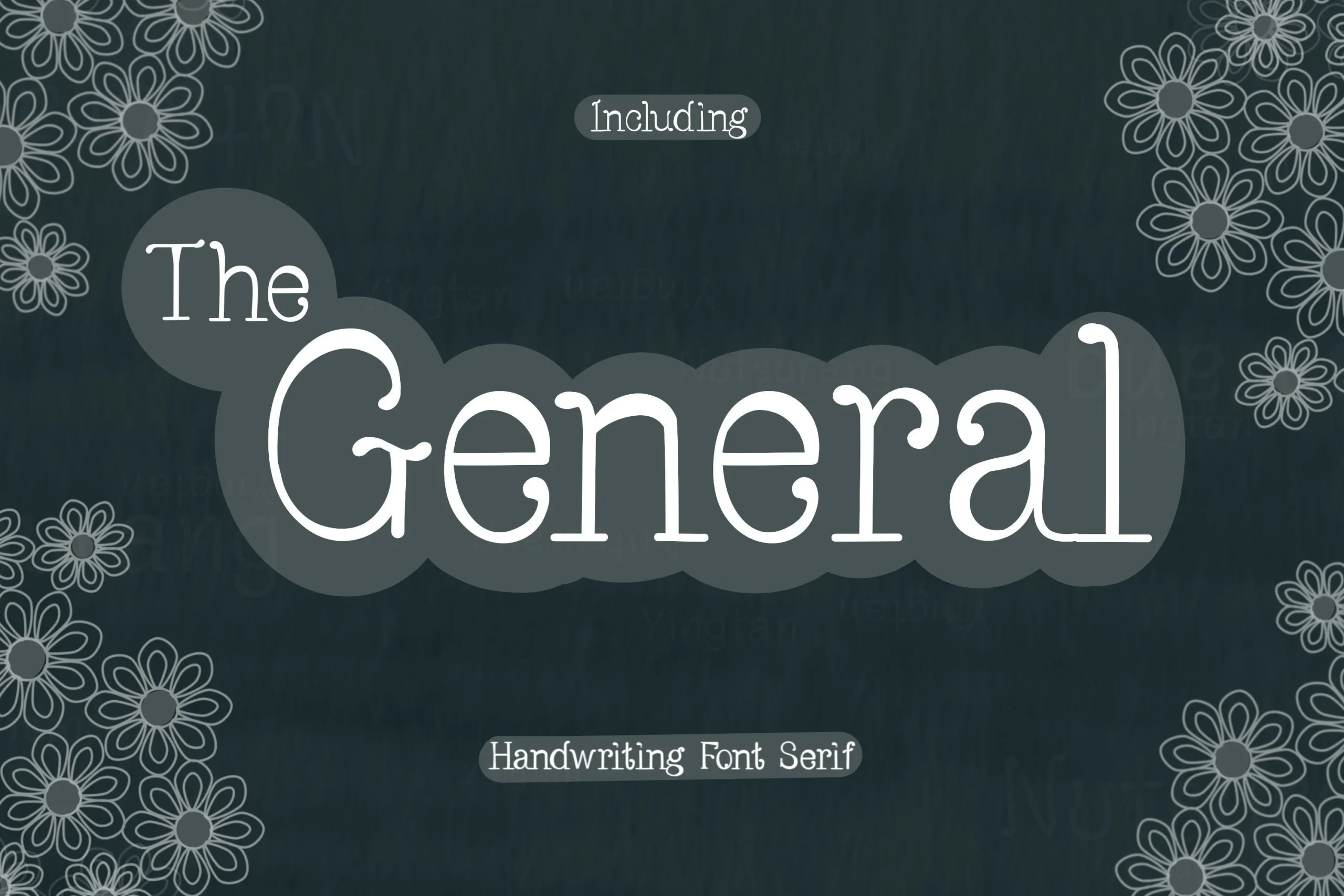 The General Font white rounded serif lettering on a dark teal background