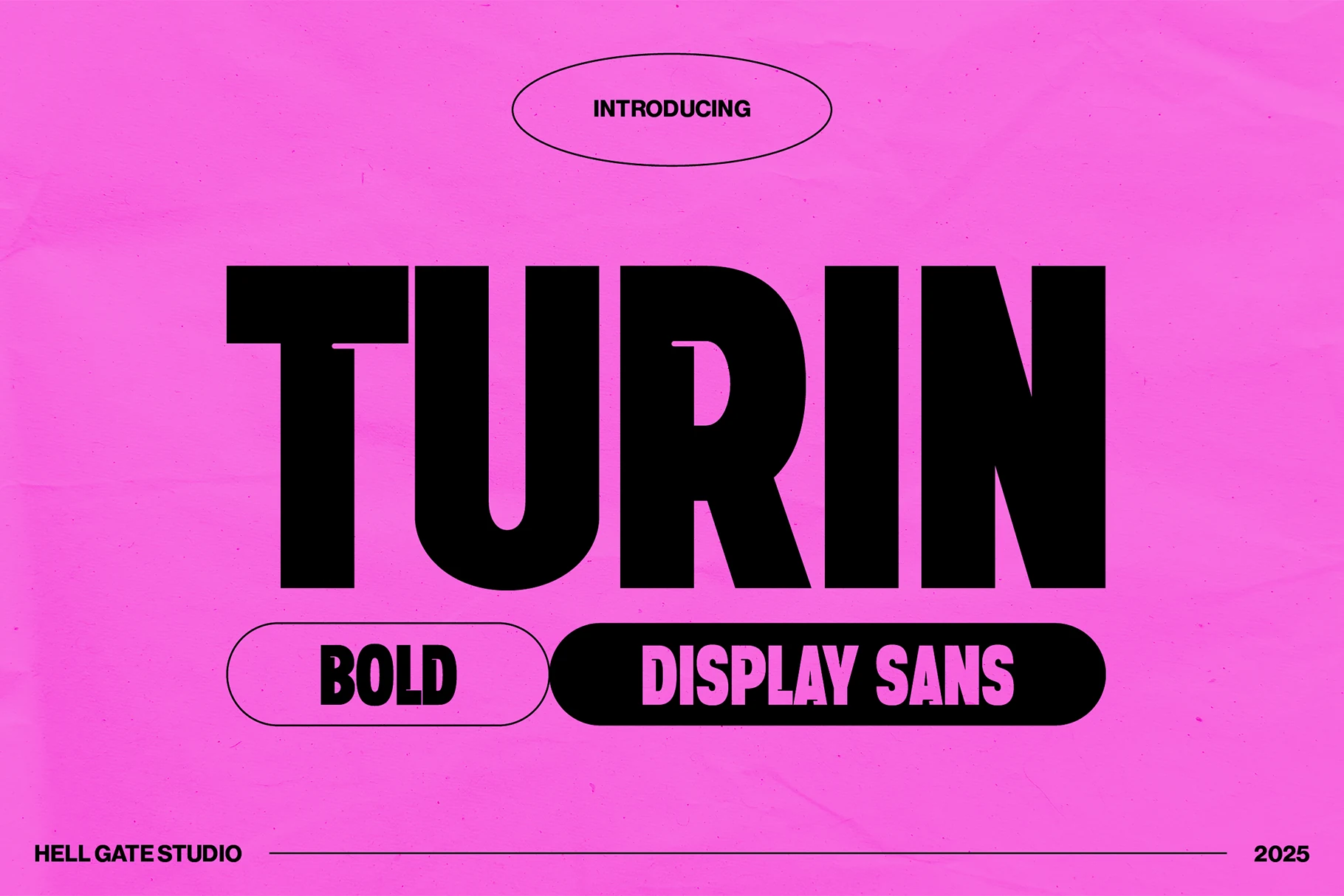 Turin Font preview with black condensed bold sans display lettering