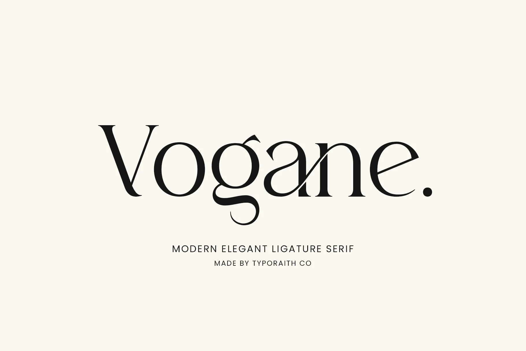 Vogane Font preview with elegant high-contrast serif lettering and refined ligatures