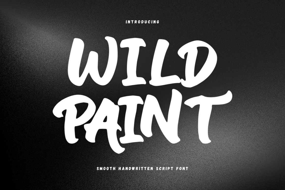 Wildpaint Font preview in bold white hand-painted uppercase lettering