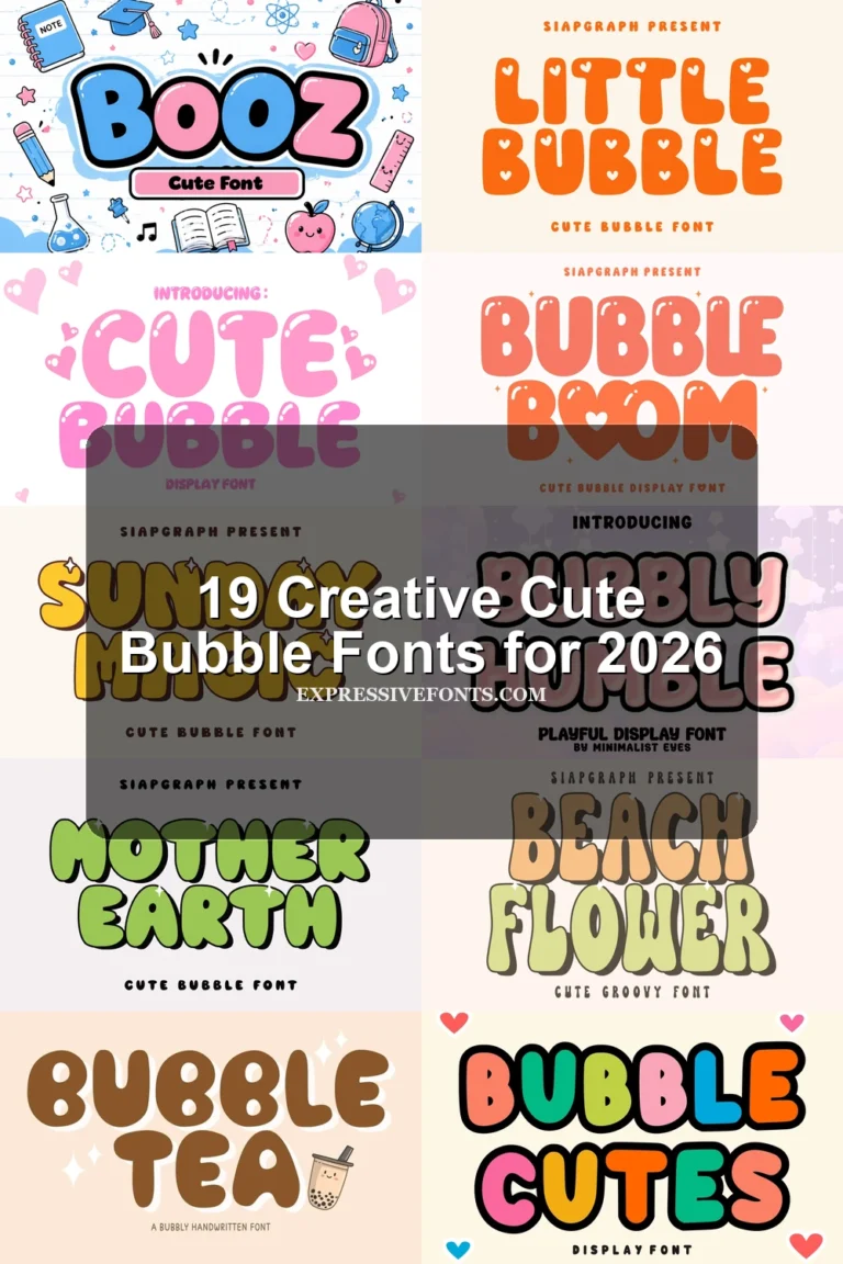 19 Creative Cute Bubble Fonts for 2026 article preview collage featuring 10 font examples.