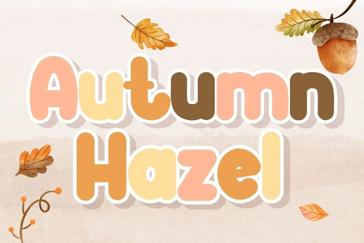 Autumn Hazel Font displayed in bold rounded lettering with thick monoline strokes and soft blunt corners.