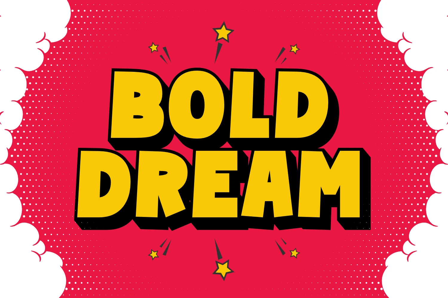 Bold Dream Font preview showing thick, blocky sans-serif lettering with a playful cartoon style