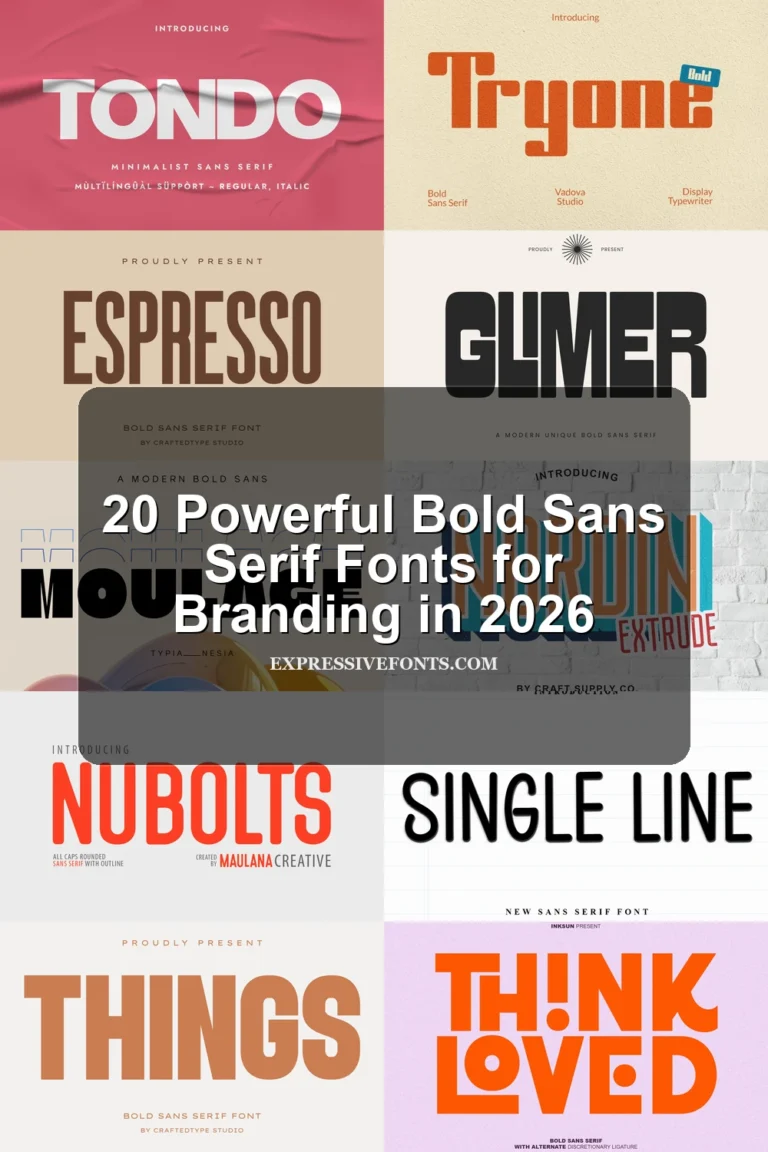 Cover featuring font previews from the article 20 Powerful Bold Sans Serif Fonts for Branding in 2026.