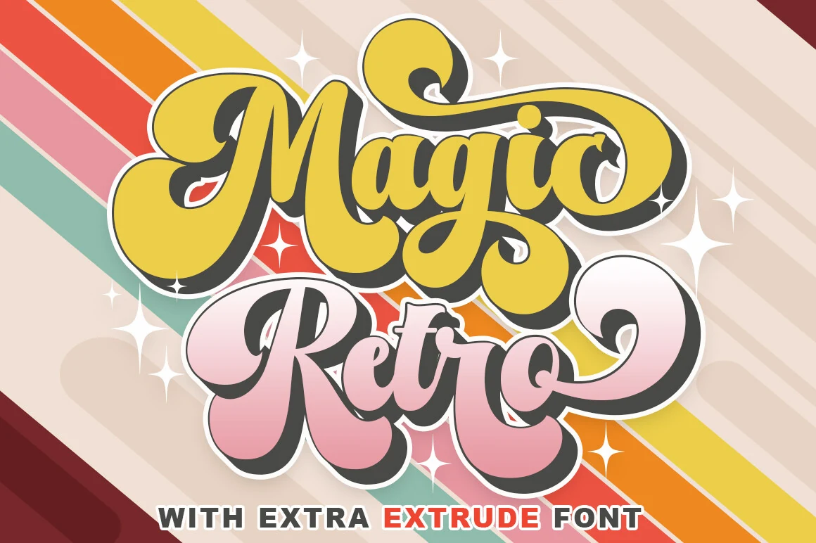 Magic Retro Font featuring thick rounded strokes, looping connections, and bubbly fluid terminals.