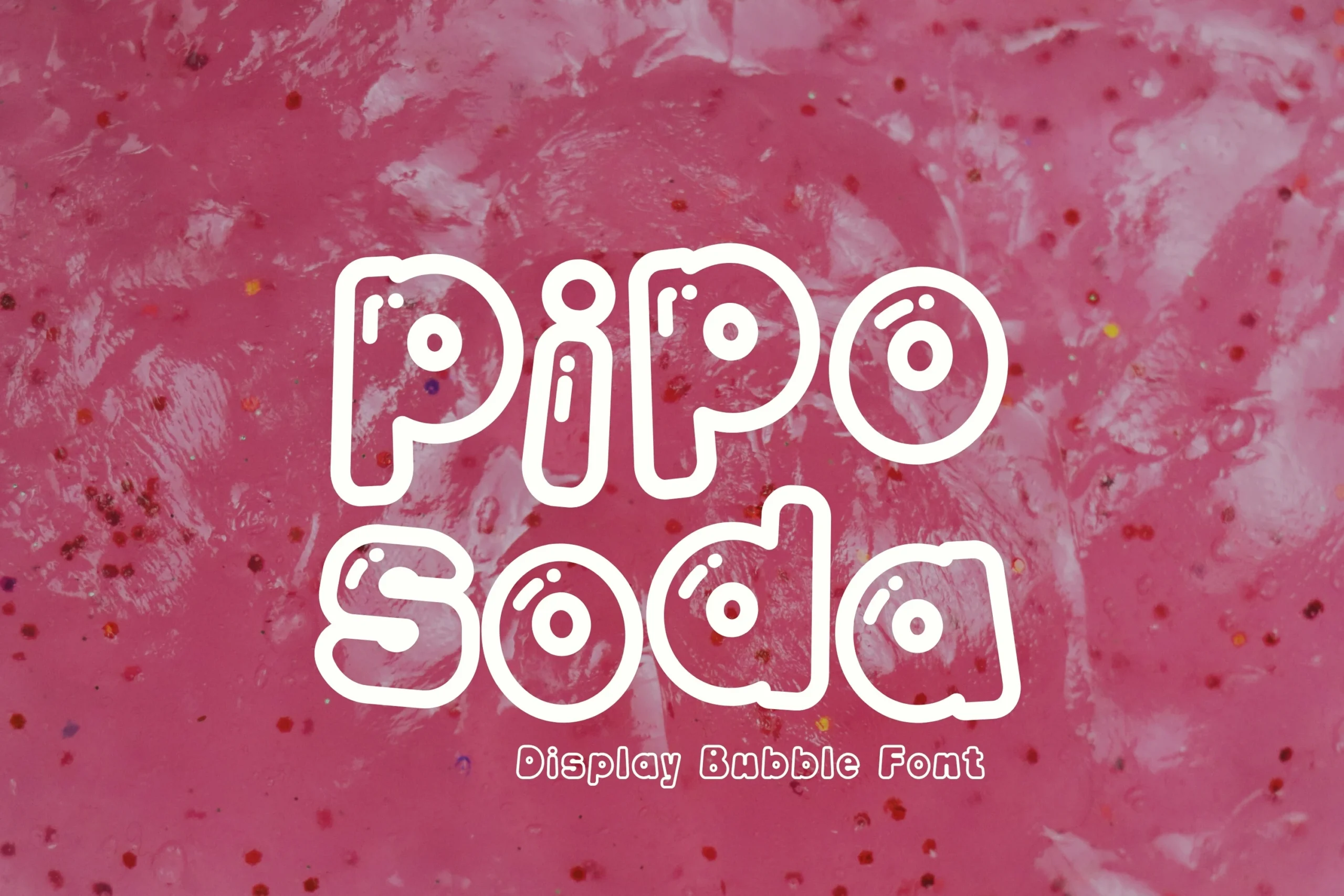 Pipo Soda Font in thick rounded bubble lettering with circular cutouts and soft cartoon-like forms