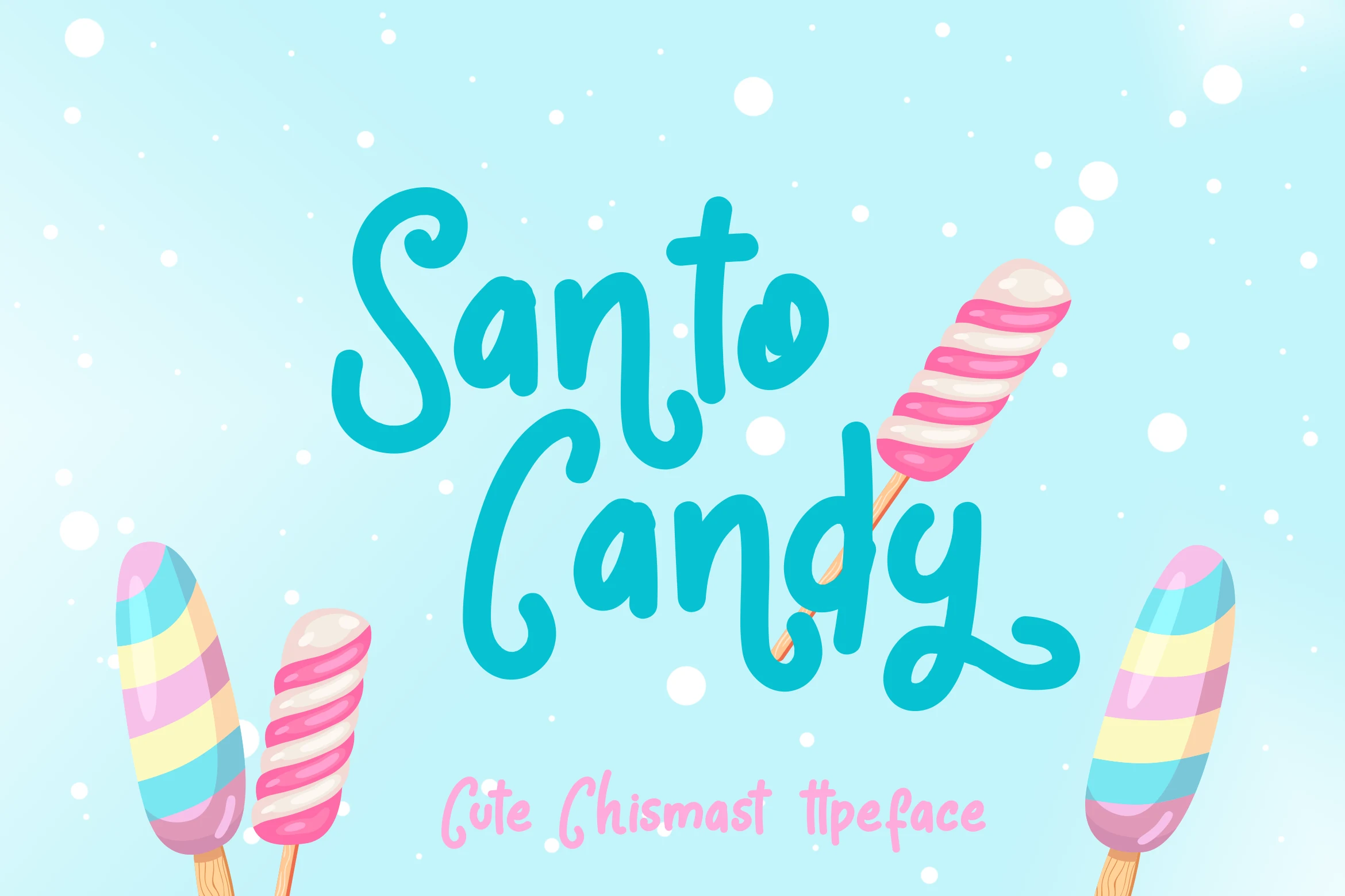 Santo Candy Font in bold rounded connected script with bouncy lettering and looping descenders