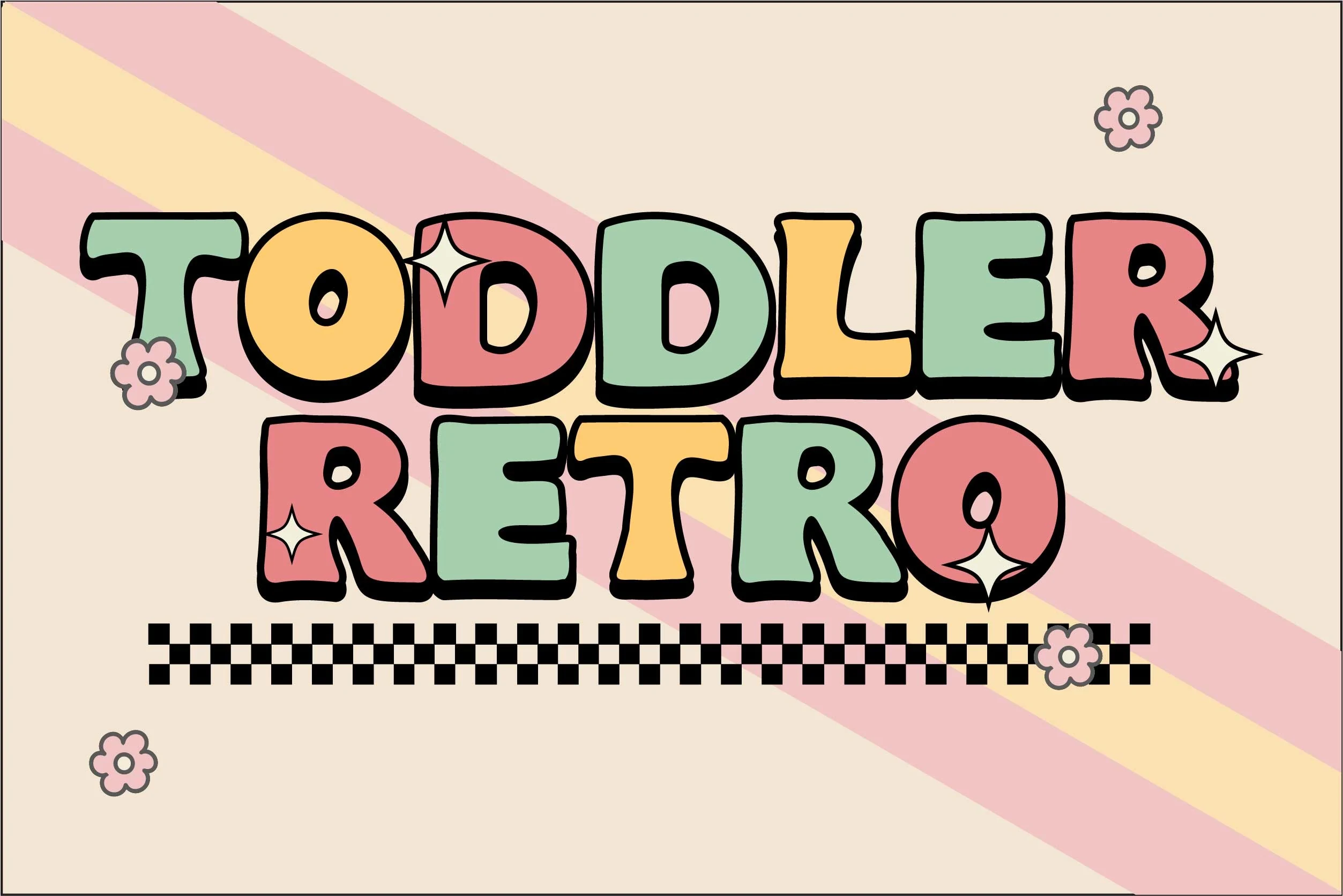 Toddler Retro Font in thick, rounded bubble lettering with wide proportions and blunt terminals.