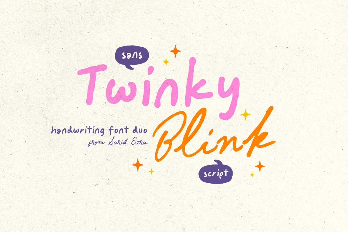 Twinky Blink Font featuring a rounded handwritten Sans and connected slanted Script lettering