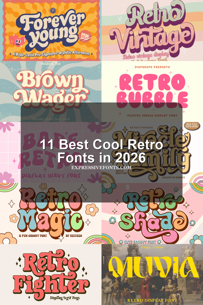 11 Best Cool Retro Fonts in 2026 article preview collage featuring 10 font examples.