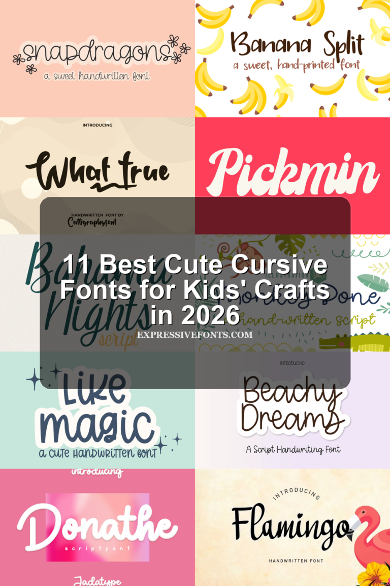 11 Best Cute Cursive Fonts for Kids' Crafts in 2026 article preview collage featuring 10 font examples.