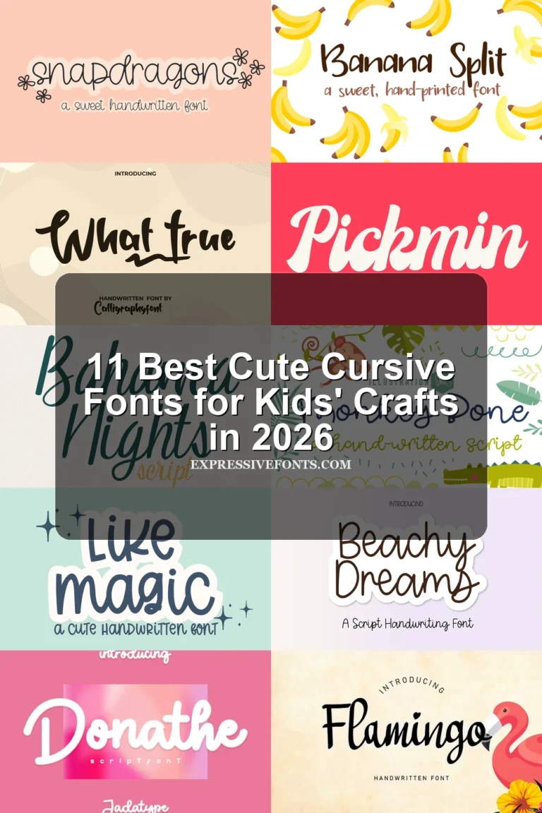 11 Best Cute Cursive Fonts for Kids' Crafts in 2026 article preview collage featuring 10 font examples.