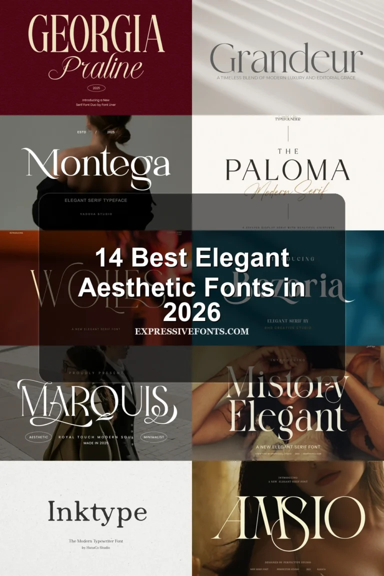 14 Best Elegant Aesthetic Fonts in 2026 article preview collage featuring 10 font examples.