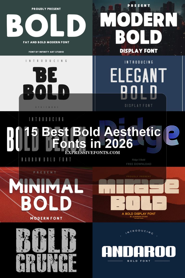 15 Best Bold Aesthetic Fonts in 2026 article preview collage featuring 10 font examples.