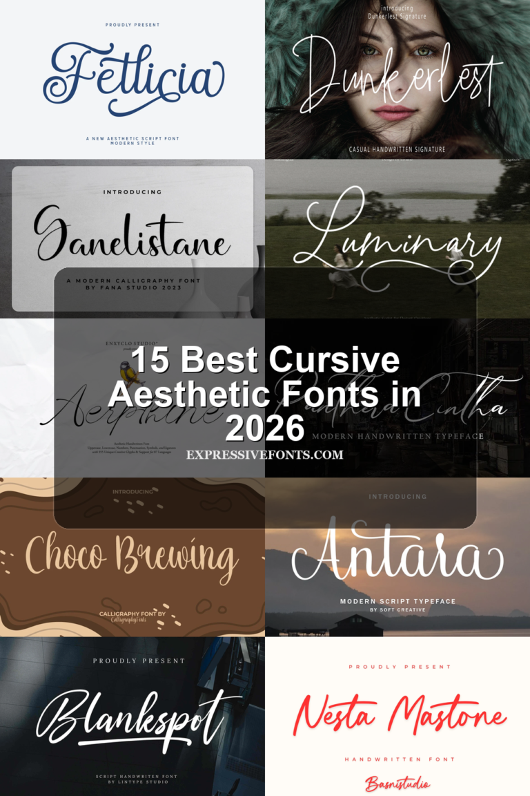 15 Best Cursive Aesthetic Fonts in 2026 article preview collage featuring 10 font examples.