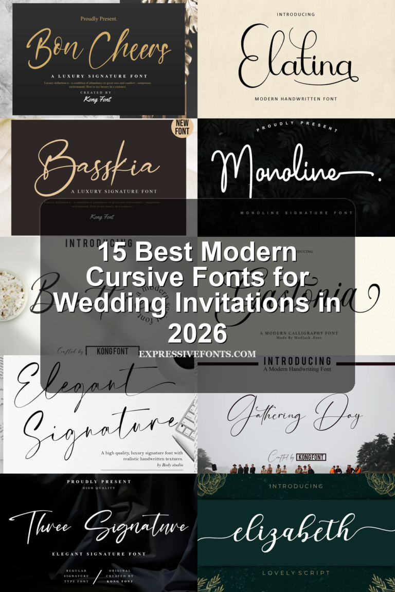 15 Best Modern Cursive Fonts for Wedding Invitations in 2026 article preview collage featuring 10 font examples.