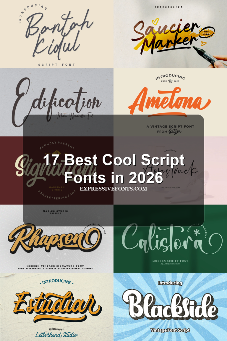 17 Best Cool Script Fonts in 2026 article preview collage featuring 10 font examples.