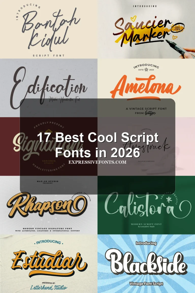 17 Best Cool Script Fonts in 2026 article preview collage featuring 10 font examples.