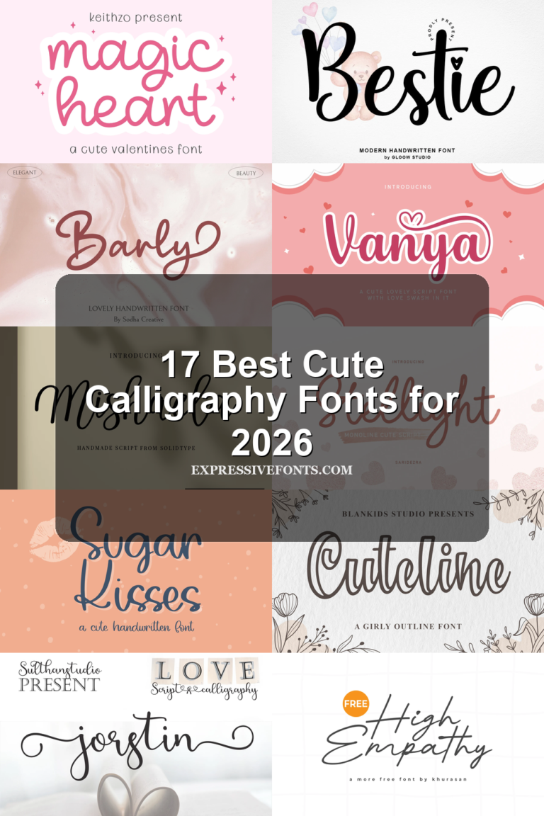 17 Best Cute Calligraphy Fonts for 2026 article preview collage featuring 10 font examples.
