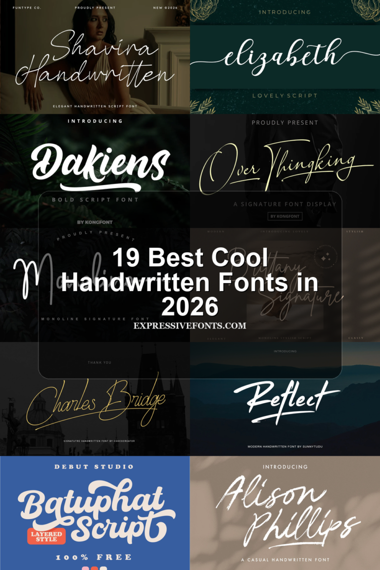 19 Best Cool Handwritten Fonts in 2026 article preview collage featuring 10 font examples.