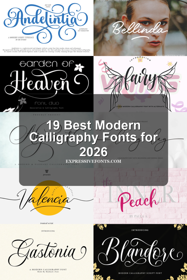 19 Best Modern Calligraphy Fonts for 2026 article preview collage featuring 10 font examples.