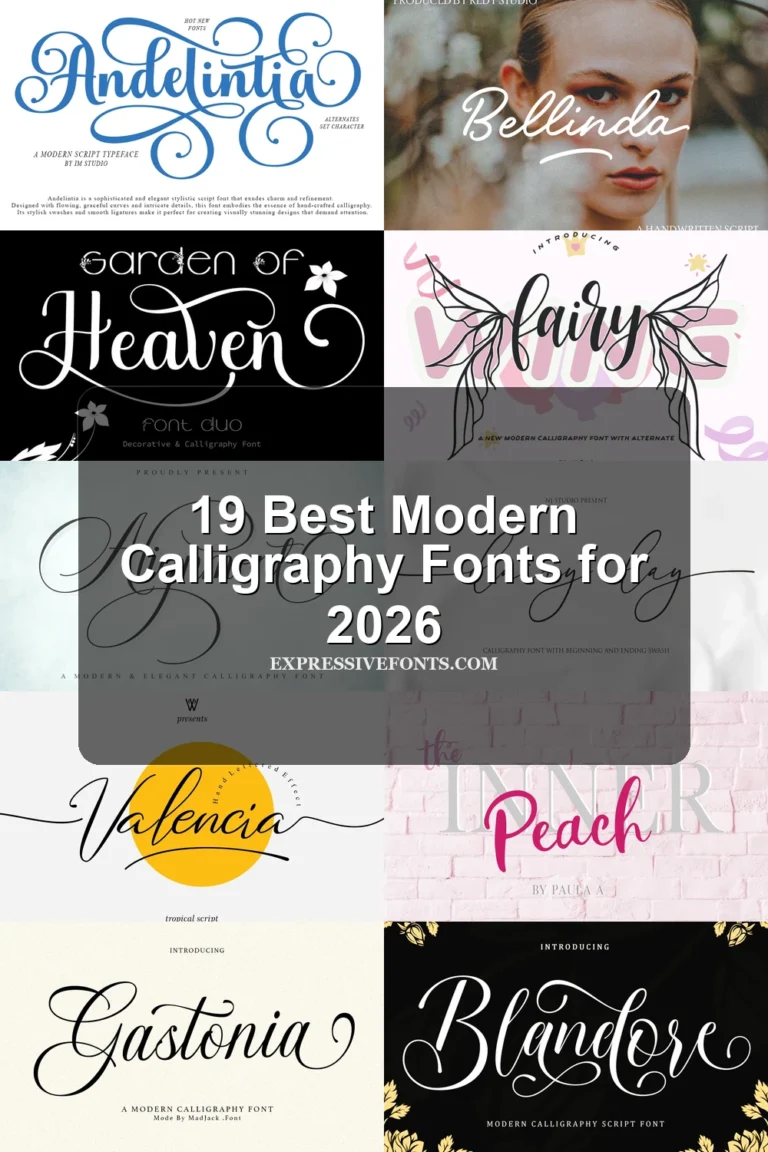 19 Best Modern Calligraphy Fonts for 2026 article preview collage featuring 10 font examples.
