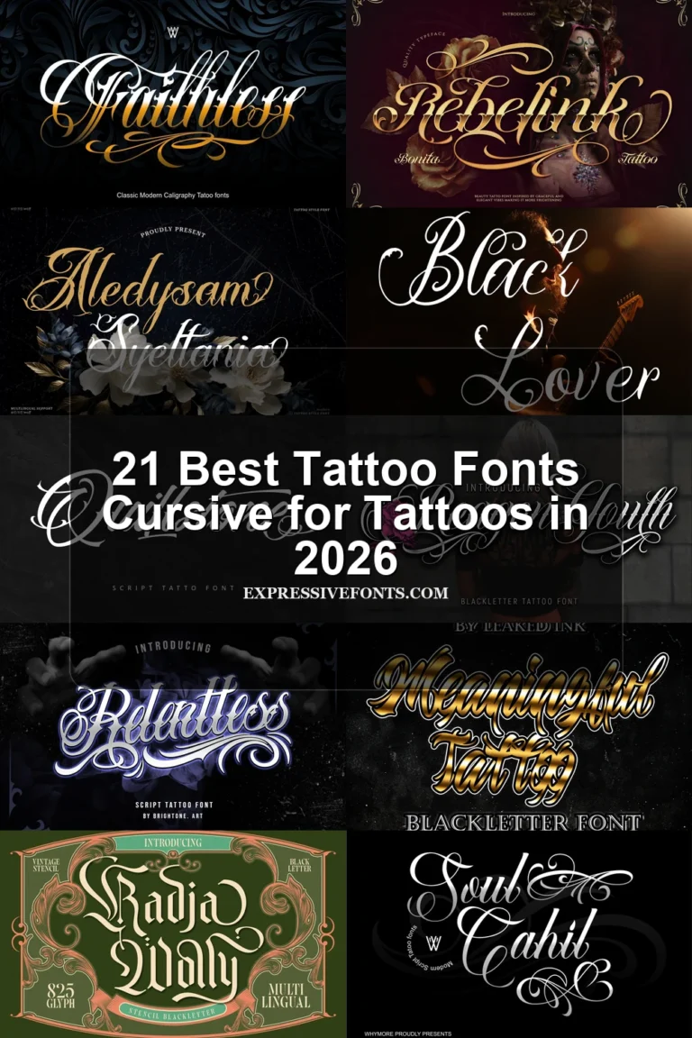 21 Best Tattoo Fonts Cursive for Tattoos in 2026 article preview collage featuring 10 font examples.