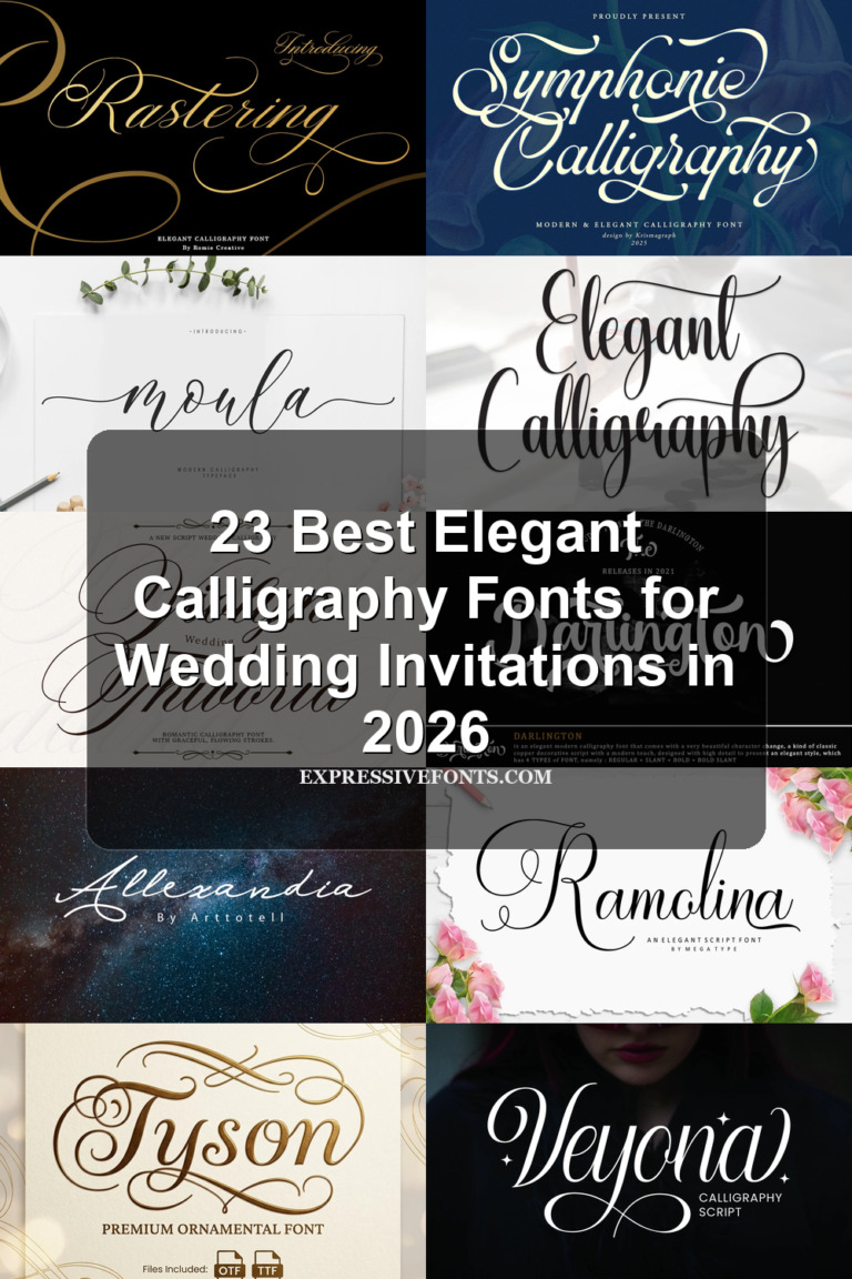 23 Best Elegant Calligraphy Fonts for Wedding Invitations in 2026 article preview collage featuring 10 font examples.
