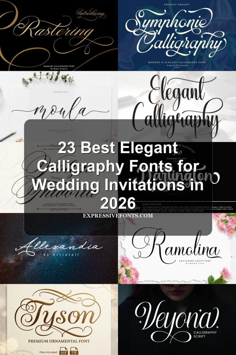 23 Best Elegant Calligraphy Fonts for Wedding Invitations in 2026 article preview collage featuring 10 font examples.