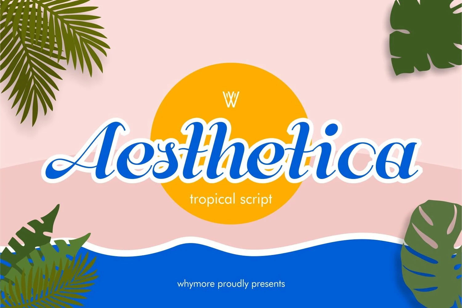 Aesthetica Font is a bold connected script with high stroke contrast, rounded looped terminals, and fluid upright curves.