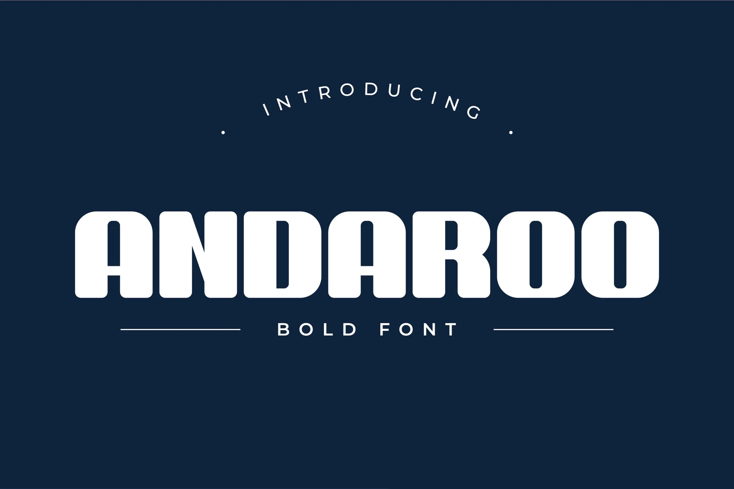 Andaroo Bold Font with heavy rounded letterforms, thick strokes, and minimal contrast.