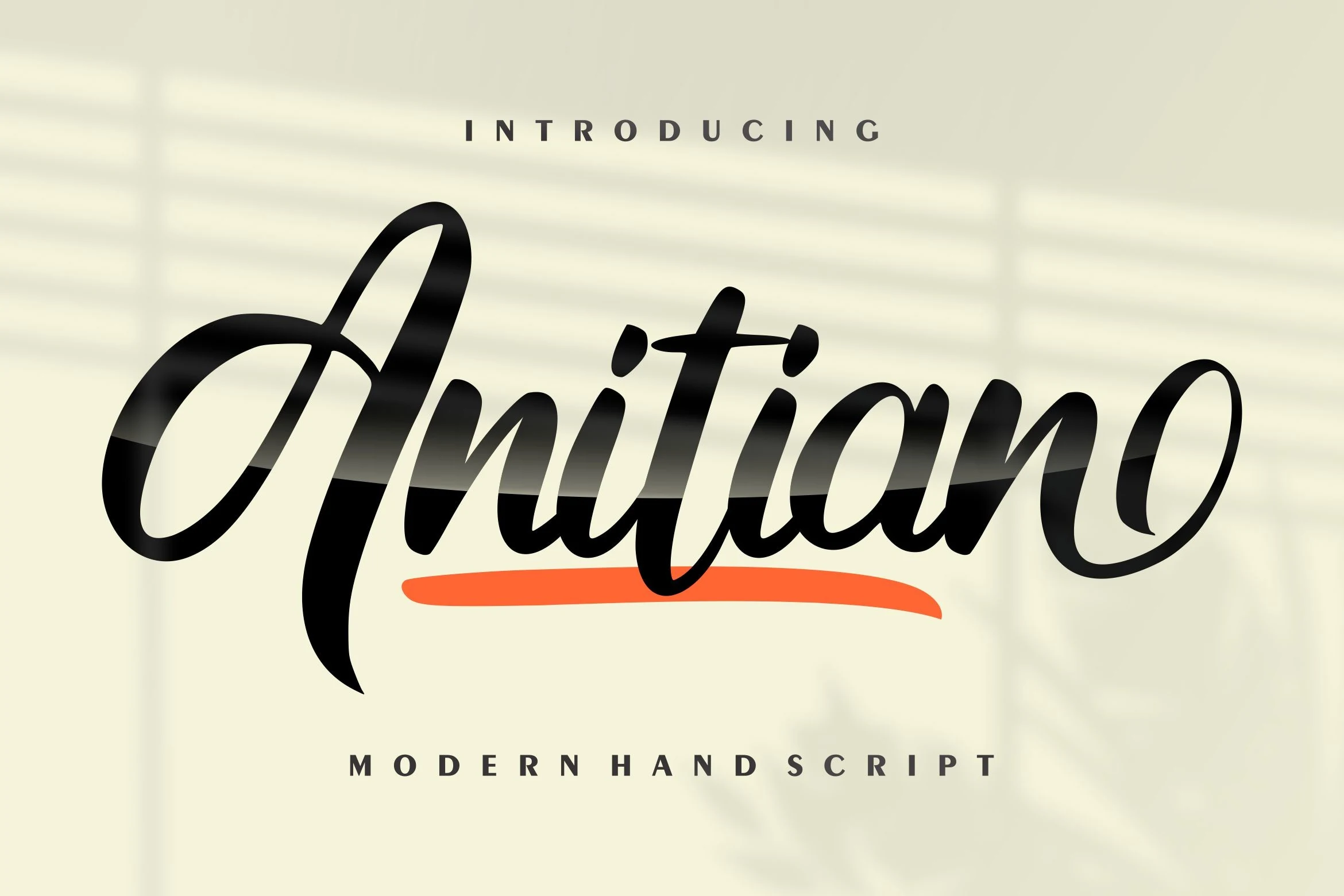 Anitian Font featuring connected high-contrast script lettering with a strong rightward slant and sweeping swash terminals.